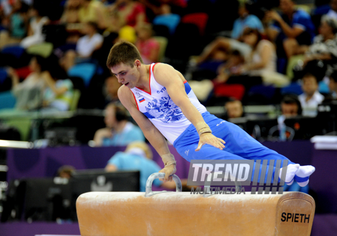 İdman gimnastikası üzrə fərdi çoxnövçülük yarışlarının finalı keçirilir. Bakı, Azərbaycan, 18 iyun 2015